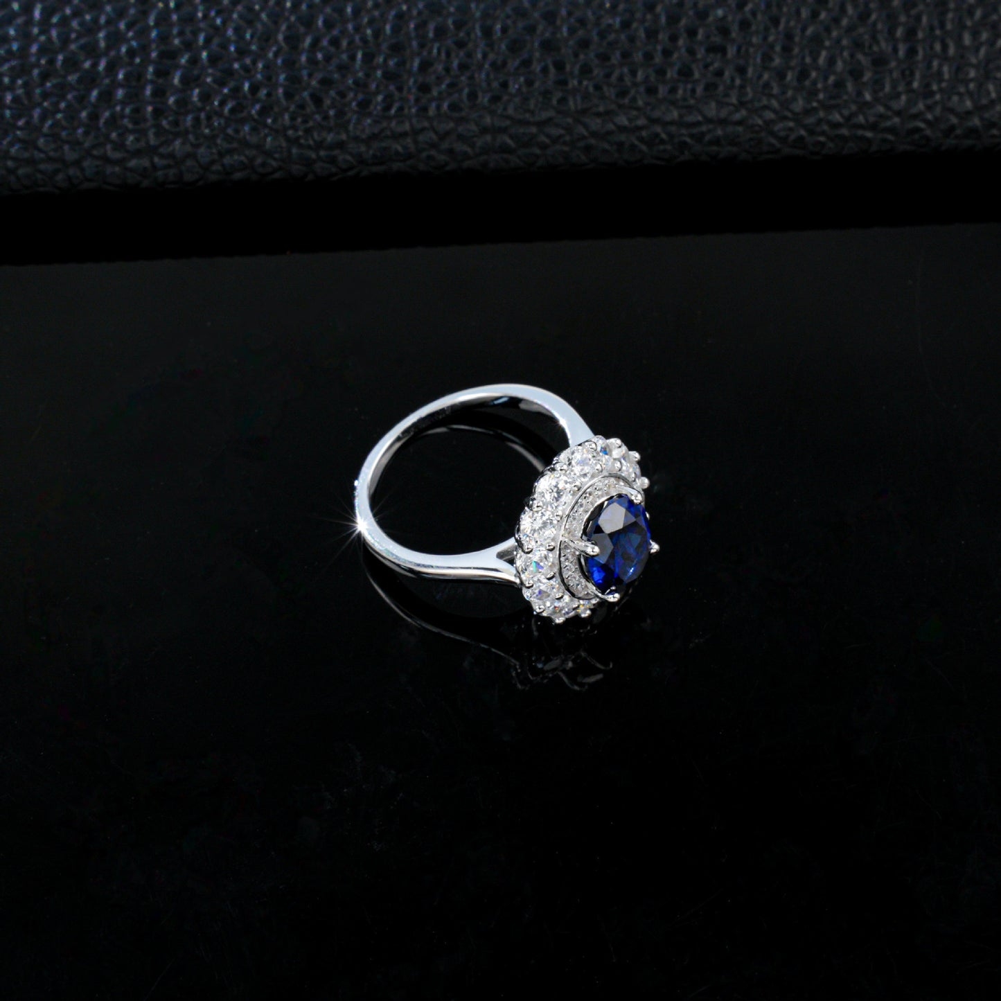 S925 Sterling Silver Lab Sapphire Ring, Premium Jewellery - Photo 4