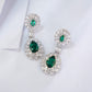 Lab Emerald Earrings 925 Silver Premium Elegant Bold Oval Teardrop - Photo 4