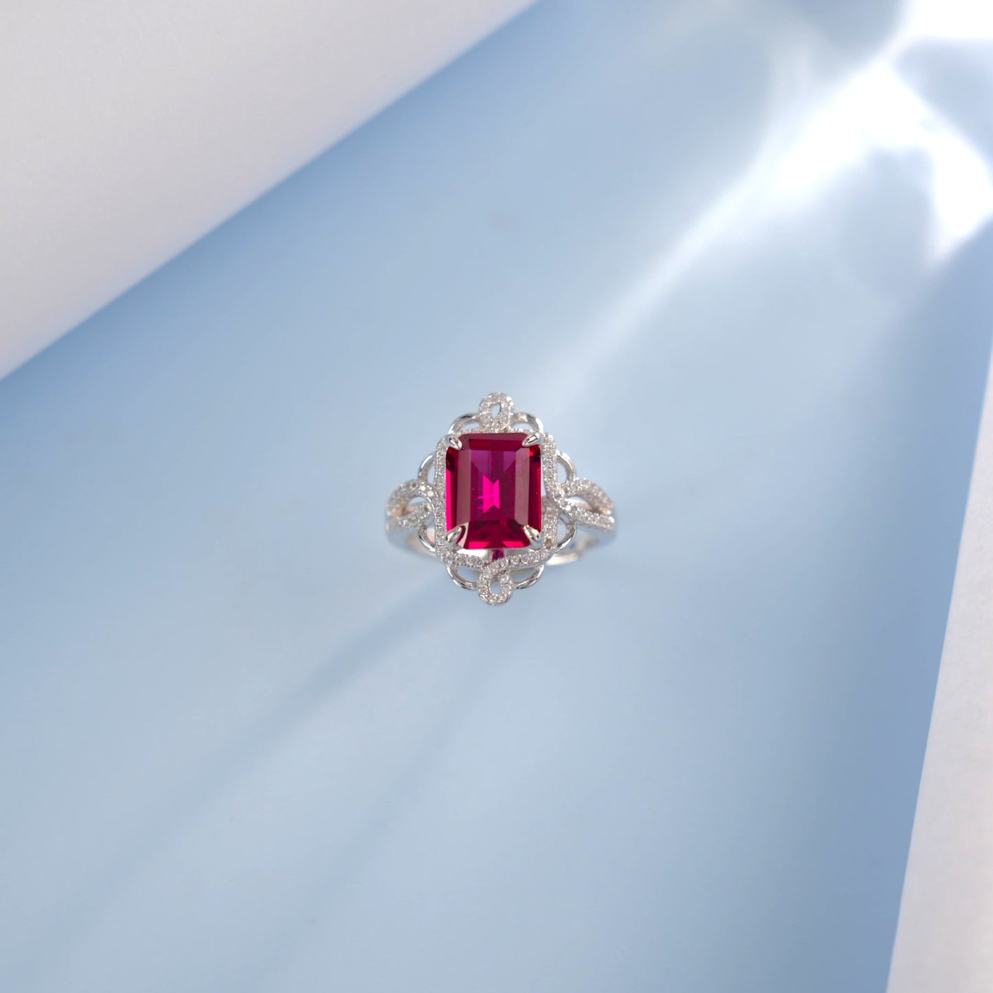 S925 Sterling Silver Lab Ruby Ring, Premium Anniversary Birthday - Photo 3