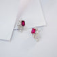 S925 Lab Ruby Fan Earrings, Vintage Earrings - Photo 2