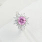 S925 Sterling Silver Gemstone Sunflower Halo Adjustable Open Ring, Versatile - Photo 2