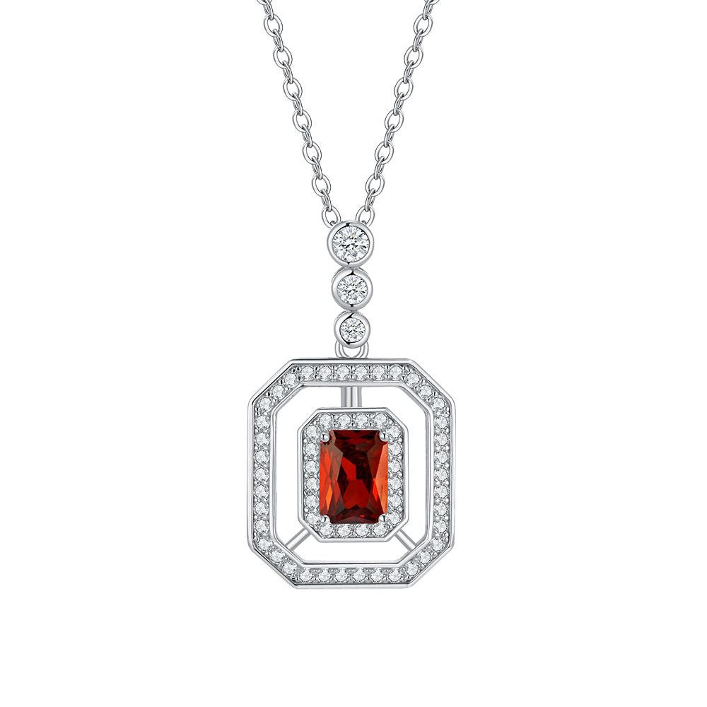 S925 Sterling Silver Gemstone Double-Layer Octagon Square Halo Choker, Premium Vintage for Women - Photo 6