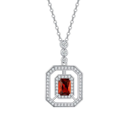 S925 Sterling Silver Gemstone Double-Layer Octagon Square Halo Choker, Premium Vintage for Women - Photo 6