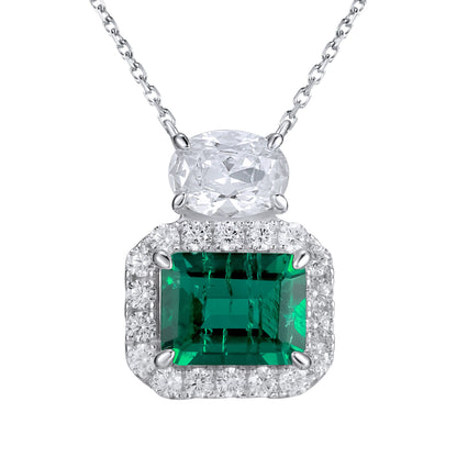 S925 Silver Necklace Emerald Pendant Diamond Chain, Premium Skin-Brightening Chain - Photo 5