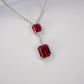 Square Pigeon Blood Ruby Pendant Necklace S925 Silver Diamond - Photo 2