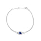 S925 Silver Double-Layer Slim Chain Oval Lab Sapphire Diana Halo Bracelet, Versatile Slim - Photo 5