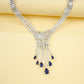 S925 Sterling Silver Lab Sapphire Jewellery Set (Necklace, Bracelet, Ring, Earrings) - Photo 2