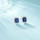 S925 Sterling Silver Lab Sapphire Earrings, Simple Women's Rectangle - Photo 4
