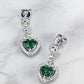 S925 Sterling Silver Lab Emerald Heart Halo Long Drop Earrings, for Women - Photo 3