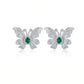 Lab Emerald S925 Silver Stud Earrings, Butterfly Vintage Premium - Photo 1