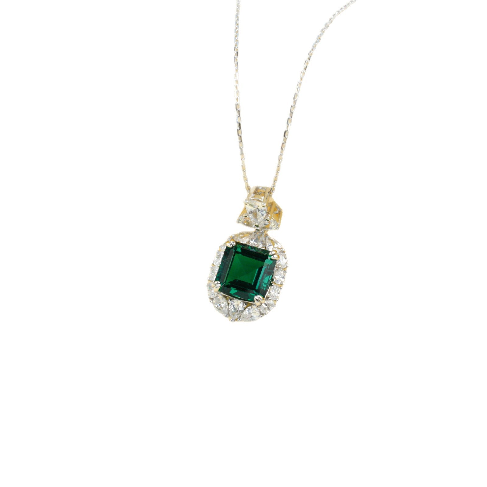S925 Sterling Silver Lab Emerald Necklace, Versatile Elegant for Women - Photo 5