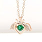 Lively Necklace 925 Silver Lab Emerald, Heart Simple Valentine - Photo 4