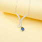 S925 Sterling Silver Lab Sapphire Necklace for Women, Premium - Photo 2