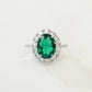 S925 Sterling Silver Lab Emerald Oval Ring, Elegant Versatile for Women - Photo 2