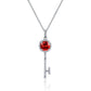 925 Sterling Silver Lab Ruby Key Pendant Choker Necklace, Versatile - Photo 5