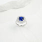 S925 Sterling Silver Lab Sapphire Cushion Halo Ring, Valentine Birthday Gift for Girlfriend - Photo 4