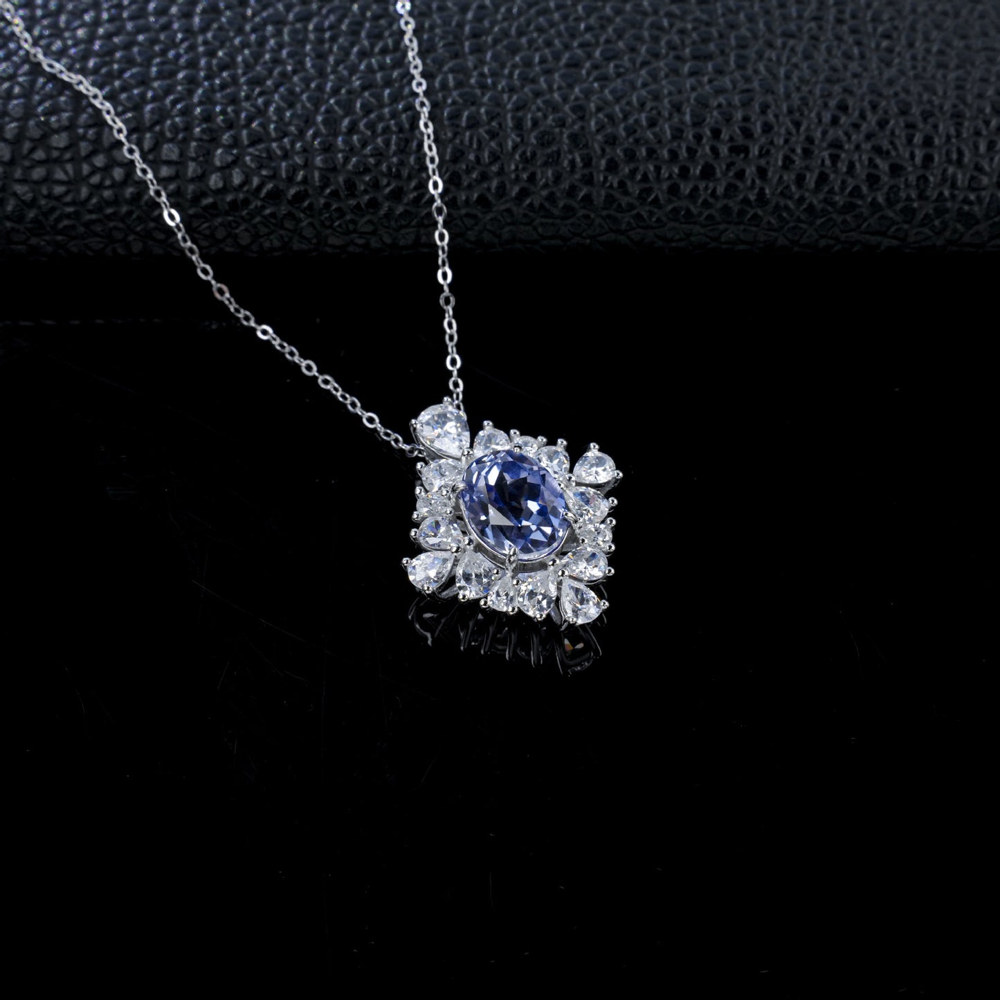 S925 Sterling Silver Lab Sapphire Necklace for Women, Minimalist Versatile Premium - Photo 3