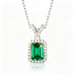 S925 Sterling Silver Classic Square Halo Emerald Necklace, Versatile Vintage Simple - Photo 1