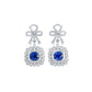 S925 Silver Full Diamond Bow Drop Earrings, Square Halo Lab - Photo 5