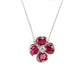 S925 Silver Four-Leaf Clover Flower Lab Ruby Pendant Necklace, Versatile Birthday Valentines - Photo 5