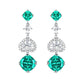 S925 Silver Lab Paraiba Tsavorite Heart Hollow Drop Long Evening Earrings - Photo 5