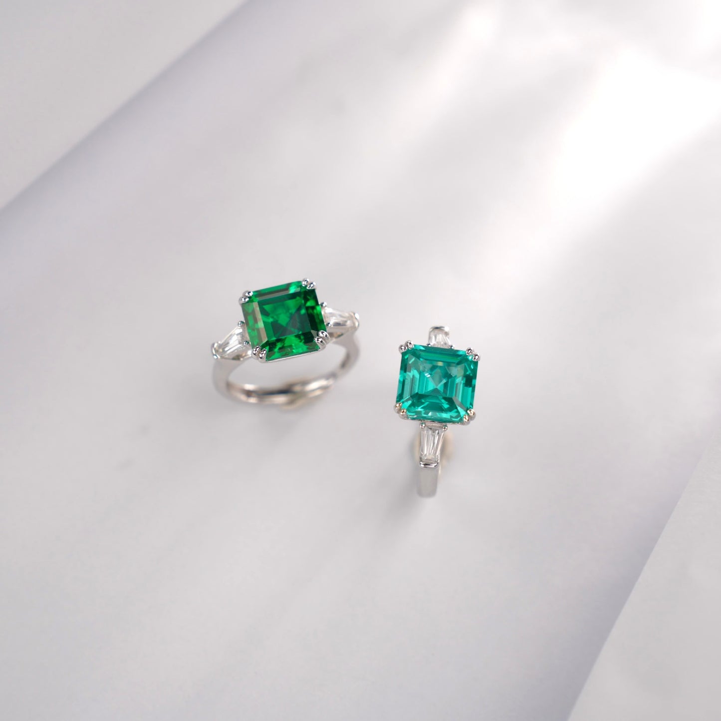 925 Sterling Silver Green Garnet Emerald Ring, Vintage Engagement Versatile - Photo 2