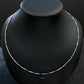 S925 Sterling Silver Lab Sapphire Teardrop Choker Necklace, Minimalist Premium - Photo 4
