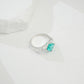 925 Sterling Silver White-Gold Paraiba Pave Open Ring, Elegant - Photo 4