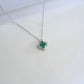 S925 Sterling Silver Lab Emerald Four-Leaf Clover Halo Pendant Necklace, Premium for Women - Photo 4