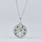 925 Sterling Silver Lab Emerald Tree of Life Choker Necklace, Designer for Women - Photo 4