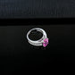 S925 Sterling Silver Lab Padparadscha Ring for Women, Princess Vintage Gift - Photo 3