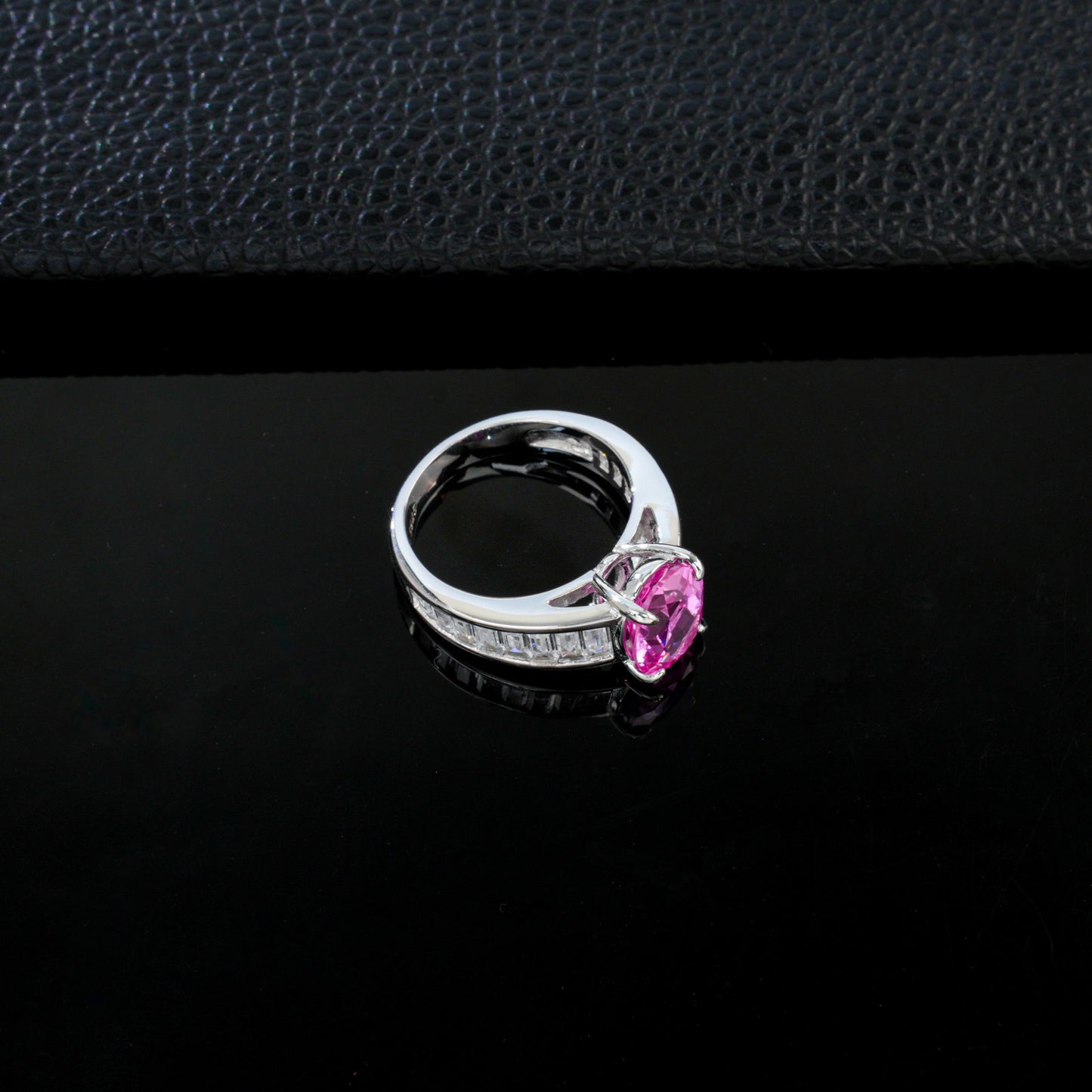 S925 Sterling Silver Lab Padparadscha Ring for Women, Princess Vintage Gift - Photo 3