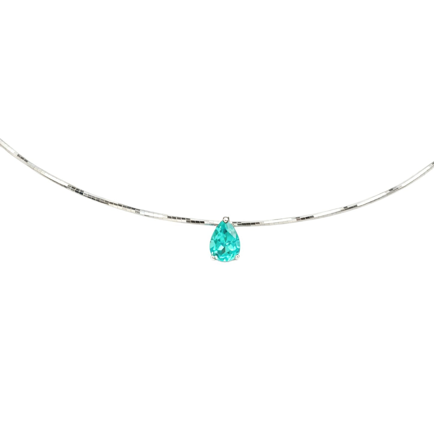 925 Sterling Silver Paraiba Green Garnet Teardrop Snake Chain Choker, Versatile for Women - Photo 5