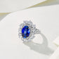 S925 Sterling Silver Lab Sapphire Ring Vintage Premium - Photo 2