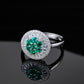 S925 Silver Cluster Emerald Flower Ring, Diamond, Vintage - Photo 3