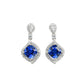 925 Sterling Silver Lab Sapphire Earrings, Elegant French Vintage for Women - Photo 5