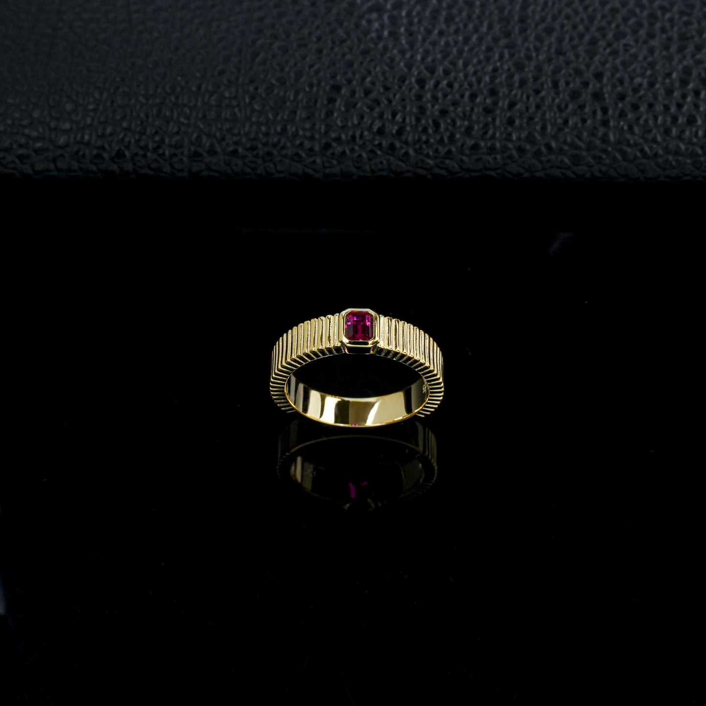S925 Silver Lab Ruby Vertical Gear Ring, Cushion Ring Anniversary - Photo 2
