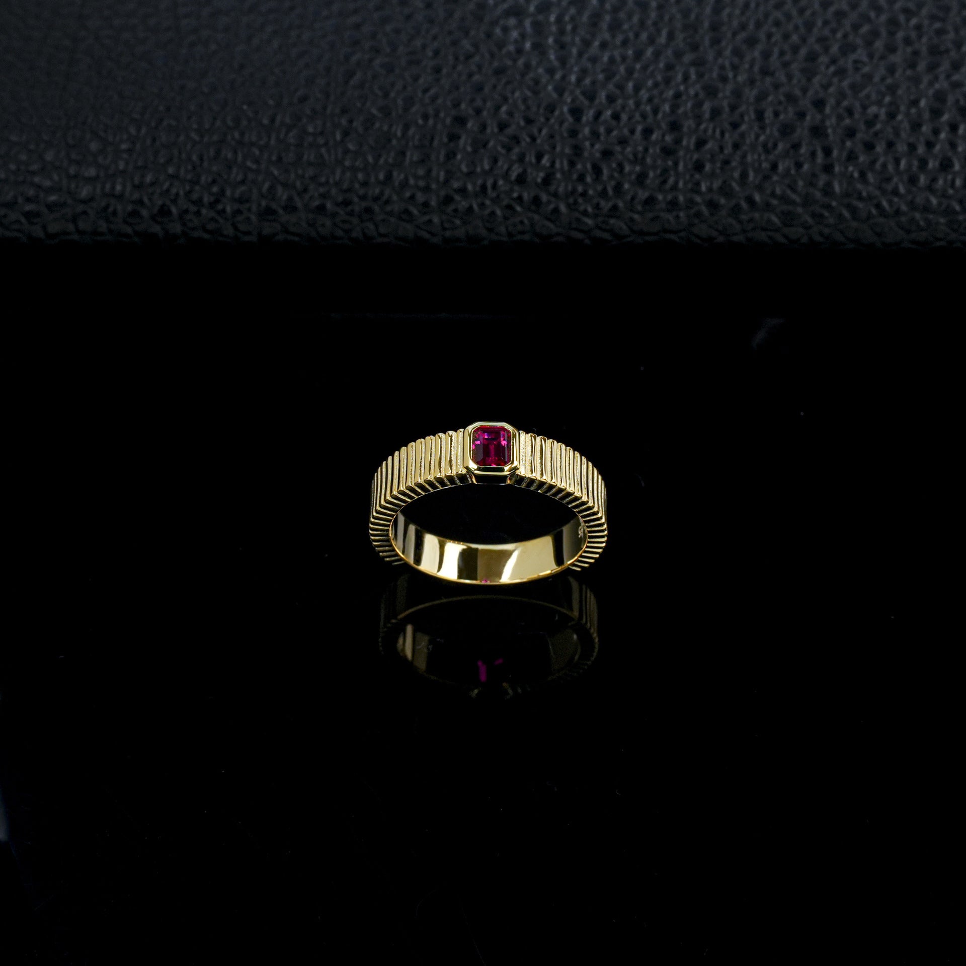 S925 Silver Lab Ruby Vertical Gear Ring, Cushion Ring Anniversary - Photo 2