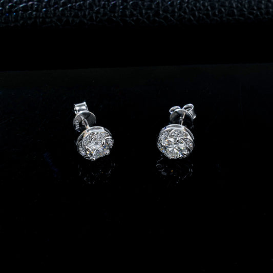 S925 Silver Spiral Wrap Stone Stud Earrings, Flower Earrings Versatile - Photo 3