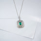 S925 Silver Lab Emerald Necklace Square Premium - Photo 4