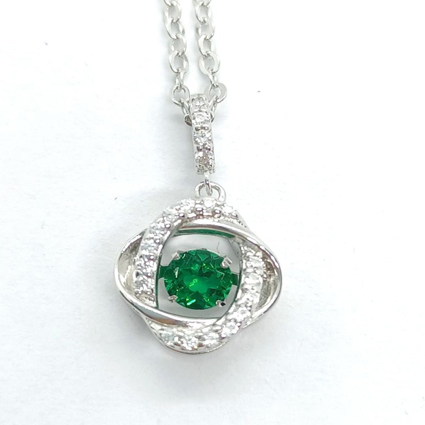 S925 Sterling Silver Lab Emerald Planet Necklace, Minimalist Gift for Women - Photo 6
