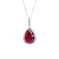 925 Sterling Silver Lab Ruby Teardrop Halo Pendant Choker, Elegant Jewellery - Photo 5