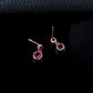 S925 Silver Double-Layer Round Ruby Stud Earrings, Rose Gold Full - Photo 4