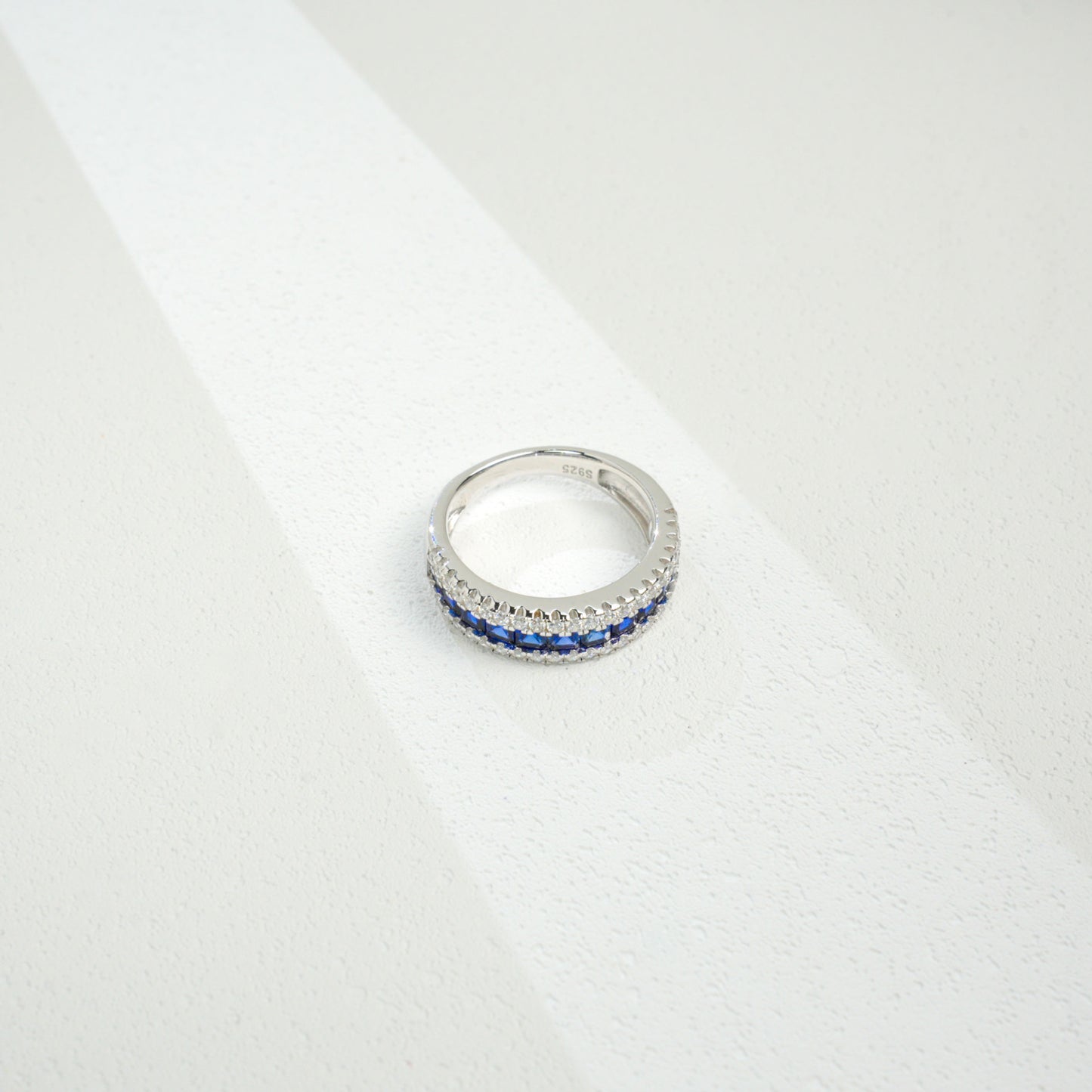 Couple Rings S925 Sterling Silver Pave Lab Sapphire Full Diamond, Business - Photo 2