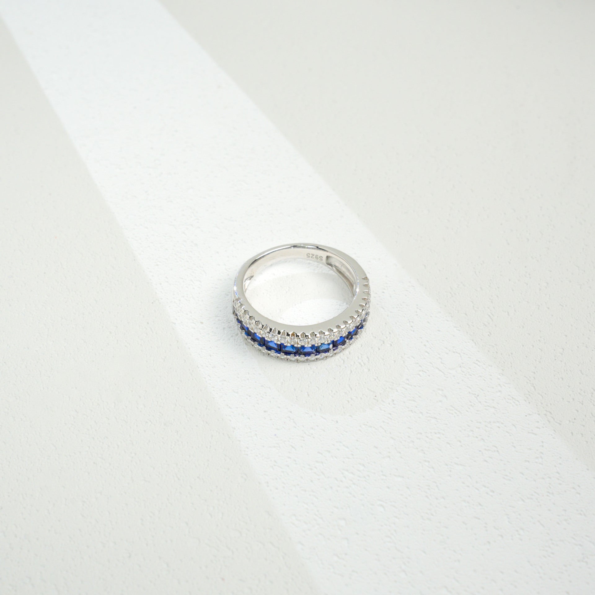Couple Rings S925 Sterling Silver Pave Lab Sapphire Full Diamond, Business - Photo 2