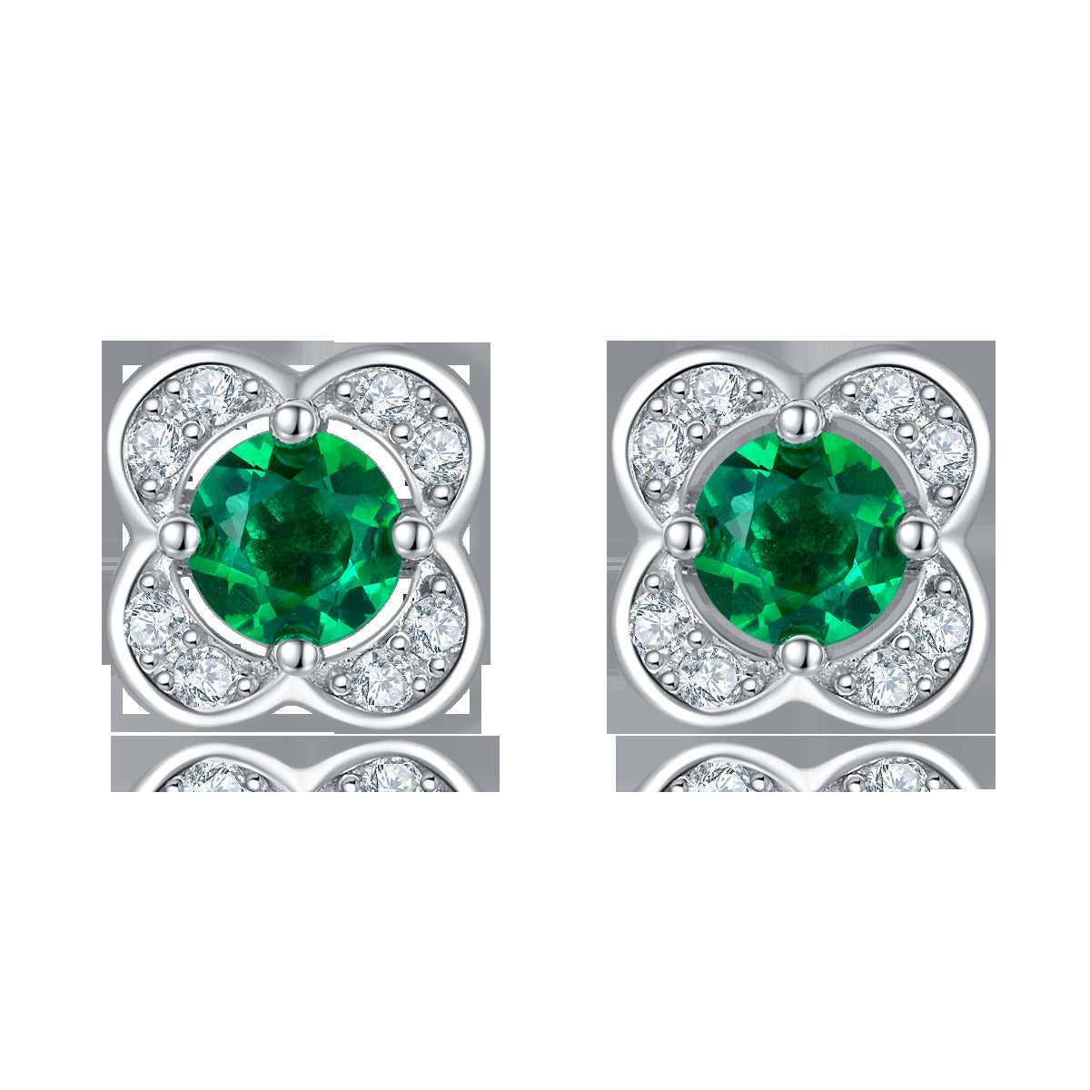 S925 Sterling Silver Lab Emerald Pave Earrings, Vintage Premium for Women - Photo 5