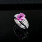 S925 Sterling Silver Lab Padparadscha Ring for Women, Princess Vintage Gift - Photo 4