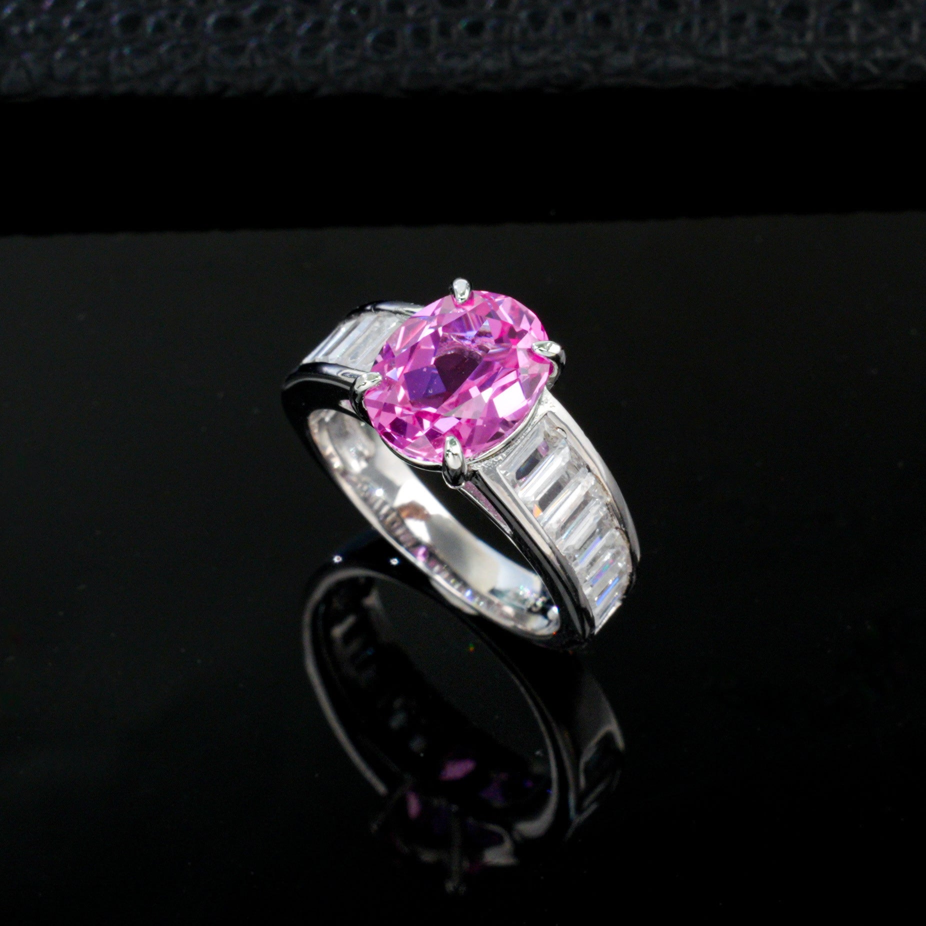 S925 Sterling Silver Lab Padparadscha Ring for Women, Princess Vintage Gift - Photo 4