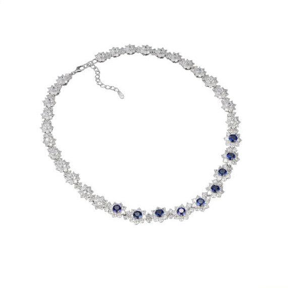 Lab Sapphire Necklace S925 Silver Premium, Party - Photo 1