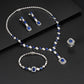 925 Sterling Silver Lab Sapphire 4-Piece Jewellery Set, Vintage Luxurious Wedding for Women - Photo 2
